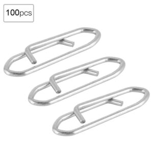 Demeras 100PCS Fishing Safety Snaps Stainless Steel Fishing Interlock Snaps Line Terminal Tackle Accessory for Outdoor Fishing(S)