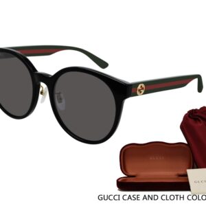 Gucci GG0416SK 002 55M Black/Multicolor/Grey Round Sunglasses For Women + BUNDLE with Designer iWear Eyewear Kit