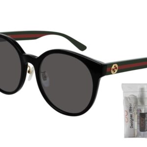 Gucci GG0416SK 002 55M Black/Multicolor/Grey Round Sunglasses For Women + BUNDLE with Designer iWear Eyewear Kit