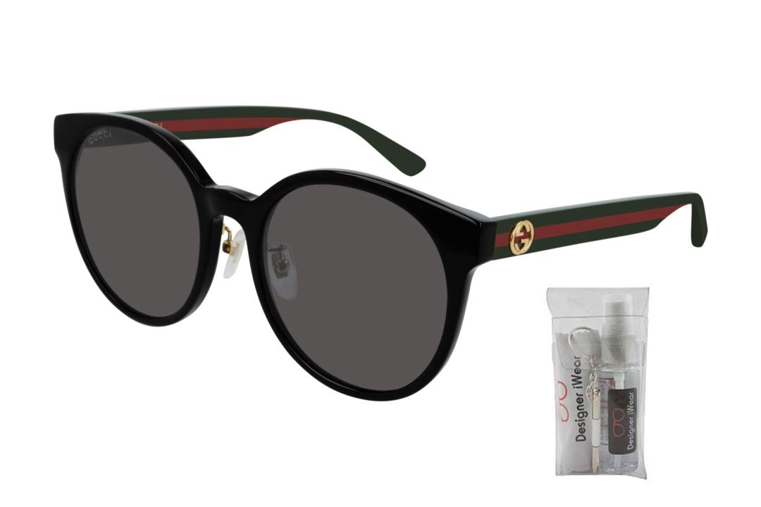 Gucci GG0416SK 002 55M Black/Multicolor/Grey Round Sunglasses For Women + BUNDLE with Designer iWear Eyewear Kit