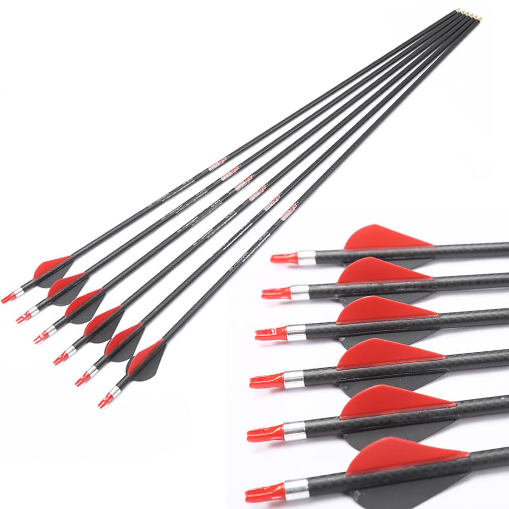 Linkboy Archery 3K Carbon arrow sp250 300 340 400 500 600 2inch plastic vanes bow hunting 6pcs