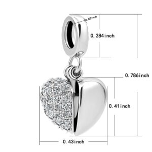 KunBead I Love You Grandma Heart Crystal April Birthstone Dangle Charms for Bracelets for Grandmother Nana