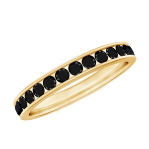 black diamond channel set eternity ring, 1 cttw, aaa quality, wedding anniversary band for wife, 14k yellow gold, size:us 3.00