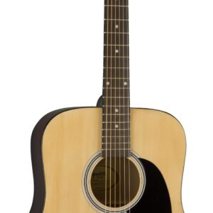 Fender Squier Dreadnought Acoustic Guitar - Natural Bundle with Gig Bag, Strap, Strings, Picks, Fender Play Online Lessons, and Austin Bazaar Instructional DVD