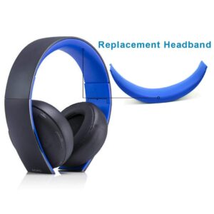 Defean Earpad Repair Parts Suit Replacement Ear Pad and Headband Pad Compatible with Sony ps3 ps4 Gold Wireless CECHYA-0083 Stereo 7.1 Headphone (Black Ear Pads+Blue Headband)