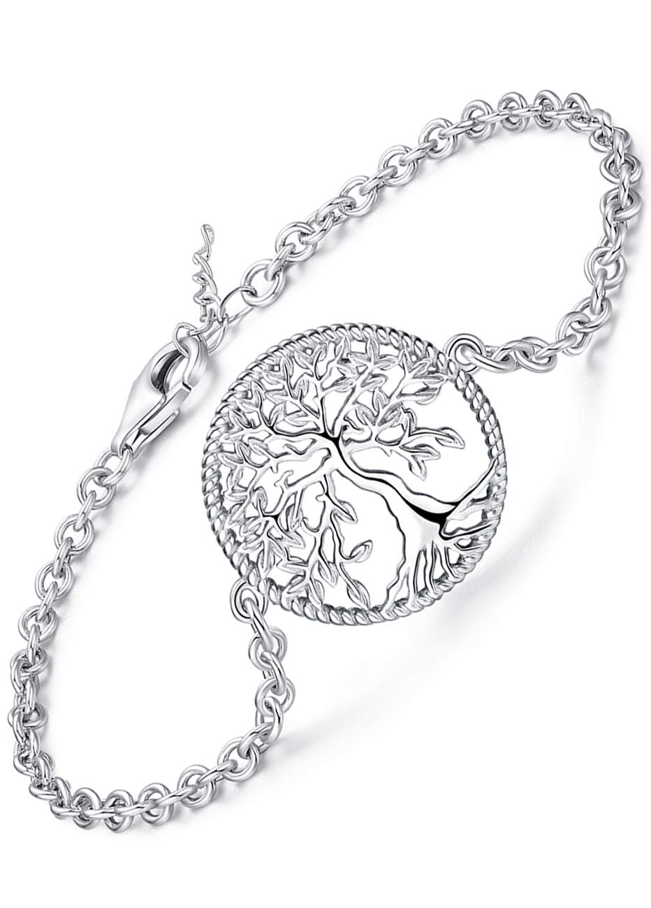 Aniu Tree of Life Bracelet for Women, S925 Sterling Silver Adjustable Chain Family Tree Jewelry for Mother's Day/Birthday/Anniversary(with Gift Box)