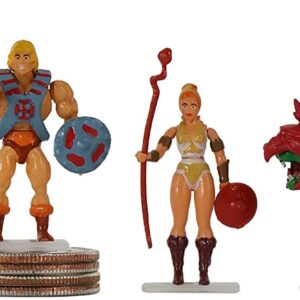 Worlds Smallest Masters of The Universe Bundle Set of 4 Mini Figures - He-Man - Skeletor - Teela - Battle Cat