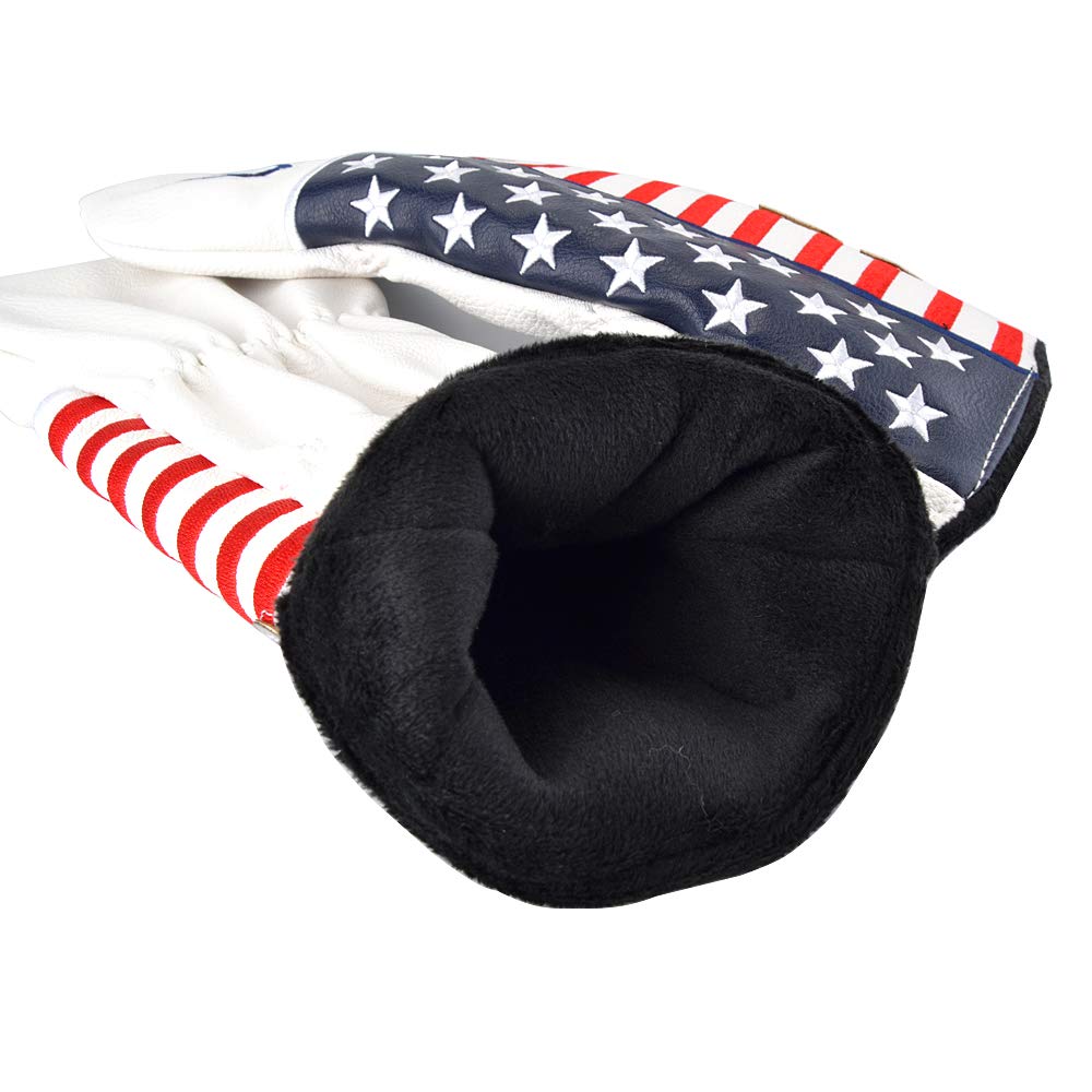 GOOACTION 1PC USA Golf Club Driver Head Cover with Creative Stars and Stripes American Flag Pattern Synthetic Leather Patriotic Golf Headcovers