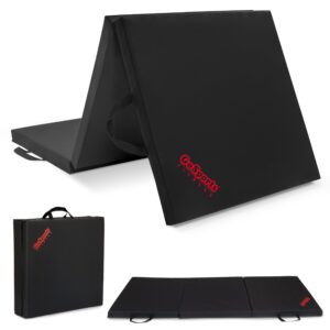 gosports 2 inch thick 6 ft x 2 ft tri-fold exercise fitness mat - great for workouts, yoga, stretching