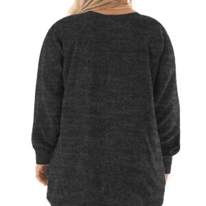 DOLNINE Women's Plus Size Sweatshirts Long Sleeve Tops Pocket T-Shirts Charcoal Grey-28W