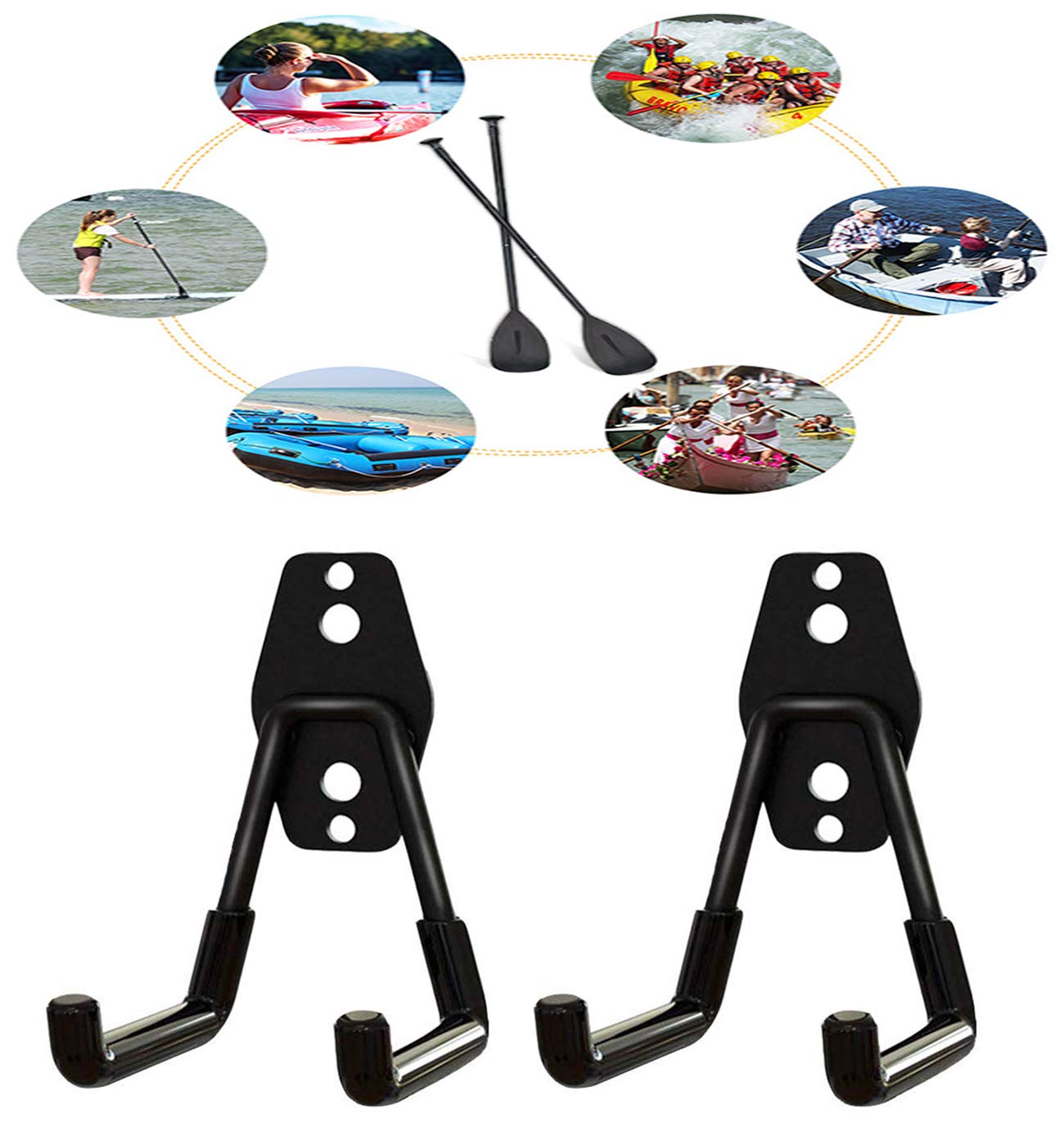 Todefrgu Kayak Oars Holds Rack, Paddle Mount Hanger, Kayak Paddle Wall Hanger, Paddle Rack Perfect for Display & Storage Wall Mounts, for Oar Hangers for Garage, Dock or Shed, NO Paddle - 2-Pcs