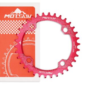 Labewin Rounf Bike Chainring-104BCD 34T Narrow Wide Chainring Bike Single Speed Crankset Perfect for Most Bicycle Road Bike Mountain Bike BMX MTB Track Fixed-Gear Bicycle Red