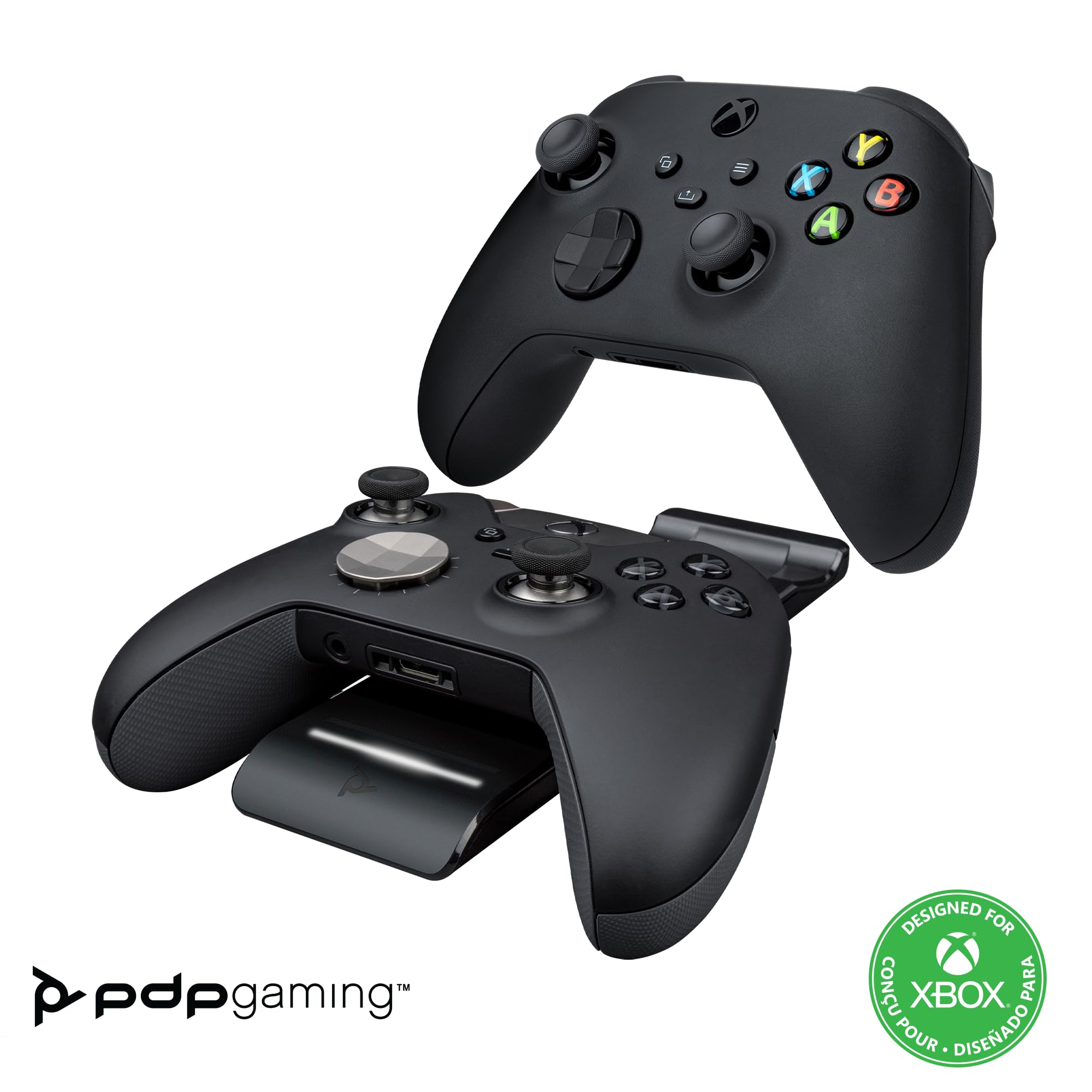 PDP Gaming METAVOLT Dual Charging Station for 2 Xbox Controllers - Microsoft Licensed Cross-Compatible Xbox Series X|S, Xbox One Accessory, Secure Magnetic Port, LED, 20 Hours of Play Per Charge - Black