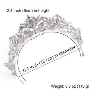 Exacoo Silver Tiara Wedding Tiaras and Crowns for Women Rhinestone Queen Tiara for Women Princess Crown Birthday Tiara Headbands for Wedding Prom Bridal Party Halloween Costume Christmas Gifts