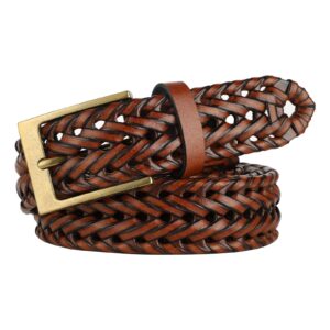 Lavemi Mens Belt, Leather Woven Braided Belts for Men Casual Jeans Dress Golf,Gift Boxed (35-2828-2 Brown 115)