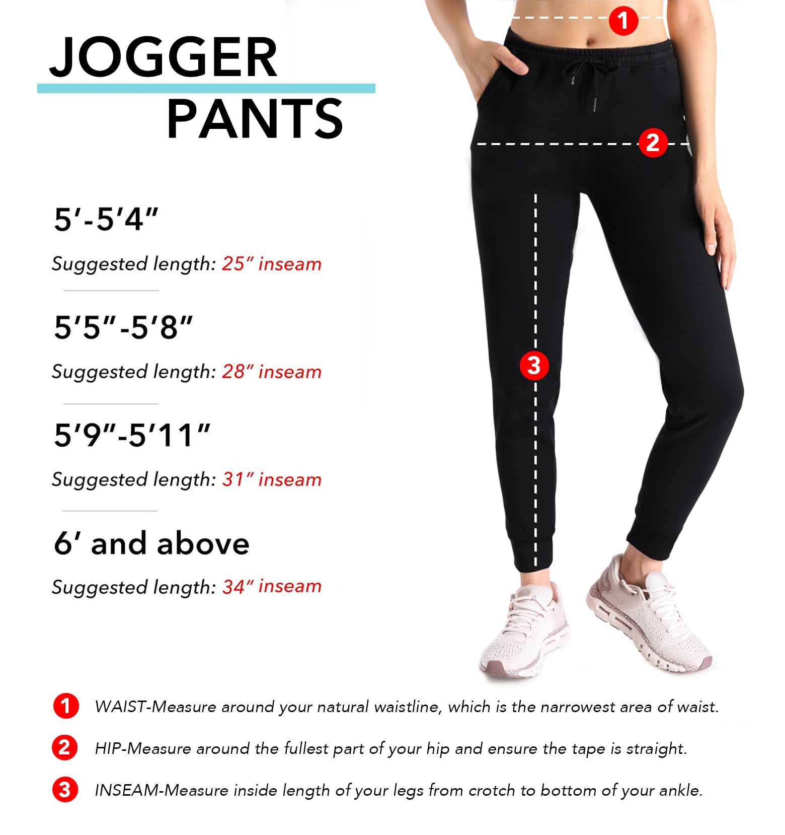 Yogipace Petite Women's Lightweight Anti-Shrink Active Joggers Lounge Sweatpants Yoga Jogger Pants,25",Black,Size XL