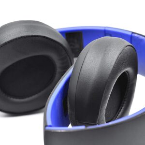 Defean Earpad Repair Parts Suit Replacement Ear Pad and Headband Pad Compatible with Sony ps3 ps4 Gold Wireless CECHYA-0083 Stereo 7.1 Headphone (Black Ear Pads+Blue Headband)