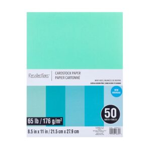 50 Sheets 8.5” x 11” Mint Hues Cardstock Paper by Recollections - Acid and Lignin Free Paper for Scrapbooks, Arts & Crafts - 1 Pack