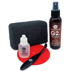 GrooveWasher Record & Stylus Care System – Record Cleaning Fluid & Large Scratch-Free Cleaning Pad with Delicate Stylus Brush & Cleaning Solution + Bonus Label Mask, Protect & Preserve Vinyl Records