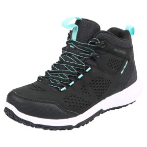 northside women's benton mid waterproof hiking boot, black/aqua, 6.5