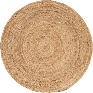 Unique Loom Braided Jute Collection Area Rug - Dhaka (4' 1" Round, Natural)