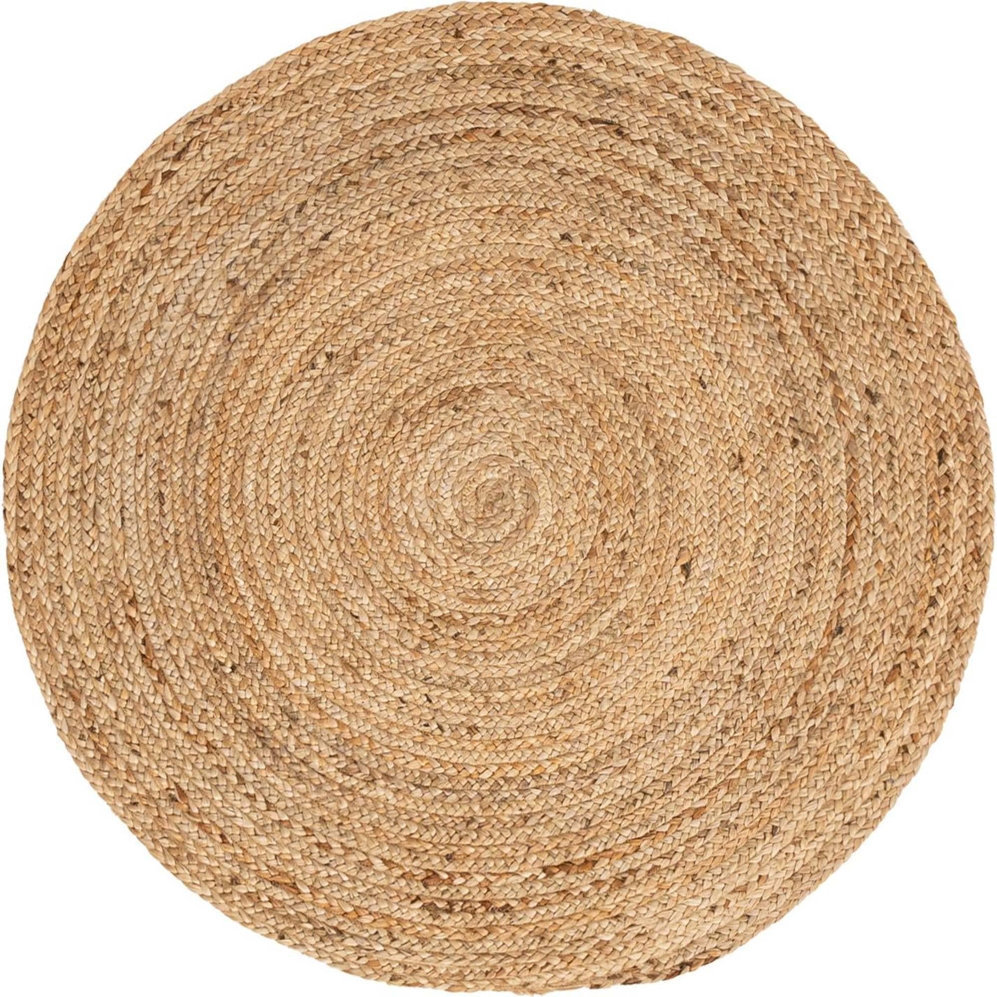 Unique Loom Braided Jute Collection Area Rug - Dhaka (4' 1" Round, Natural)