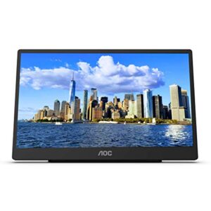 AOC 16T2 15.6" Full HD (1920 x 1080) Touch-enabled portable IPS monitor, USB-C and Micro HDMI inputs, Built-in battery, Stereo speakers, SmartCover, AutoPivot, VESA. For laptops, PC, Mac, consoles