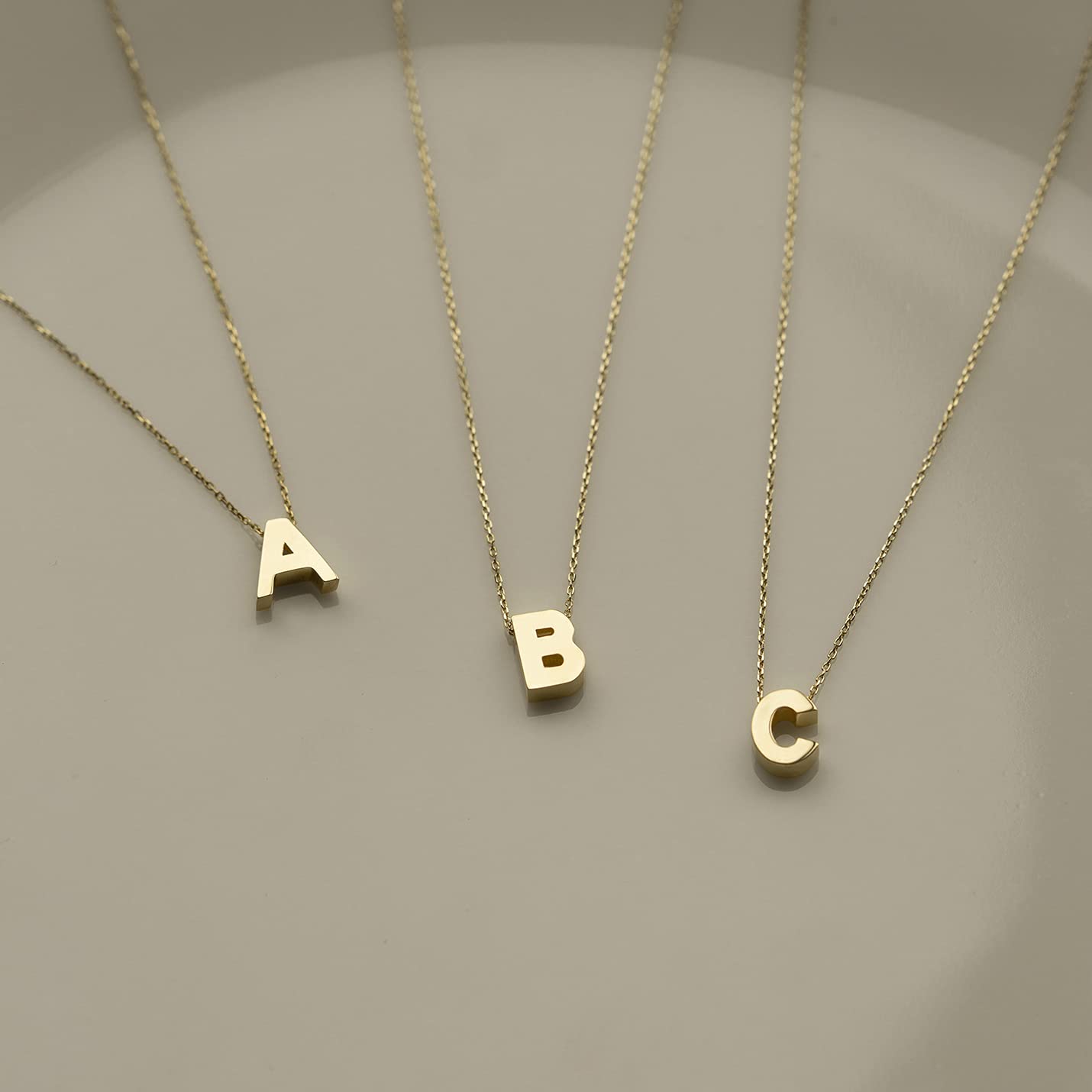 GELIN 14K Solid Gold Initial Necklace for Women | 14k Yellow Gold Custom Letter Pendant Necklace | Simple 14k Gold Alphabet Necklace, 18" (M)