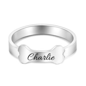 suxerlry sterling silver 925 personalized pet dog bone custom name engraved rings plated jewelry