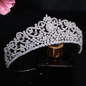 Jorsnovs Wedding Crowns for Bride Cubic Zirconia Tiaras Bridal Diamond Headpieces Corona De Novia Quinceanera Zircon Headband