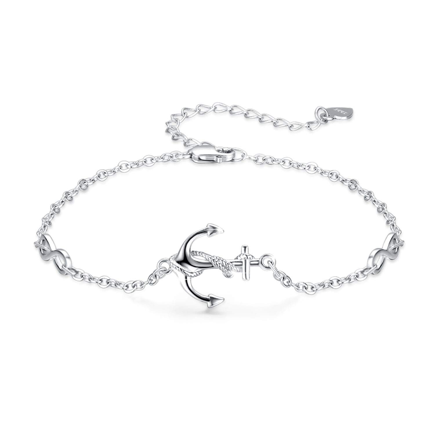 CUOKA MIRACLE Anchor Bracelet 925 Sterling Silver Anchor Bracelet Sailor Bracelet Nautical Jewelry Anchor Jewelry for Women Best Friends Holiday Christmas Birthday