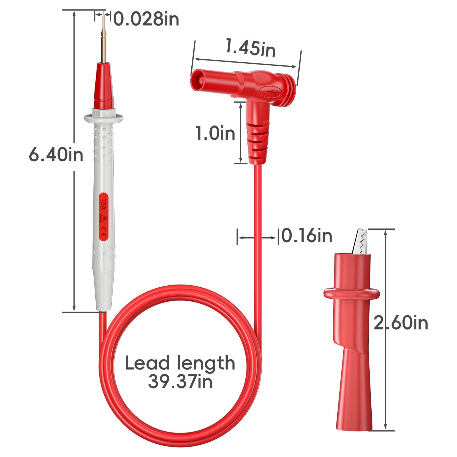 Goupchn Multimeter Test Leads Kit Banana Plug with Push On Alligator Clips Precision Sharp Probes Digital Electrical Test Probes 1000V 10A