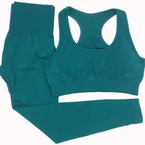 SUPJADE Buscando Workout Sets for Women 2 Piece High Waisted Leggings and Racerback Bras for Women,Seamless Yoga Outfits for Women 2 Piece Set Dark Green