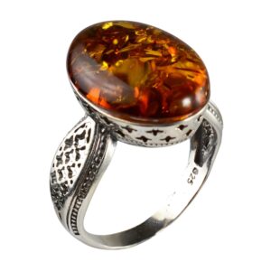 HolidayGiftShops Sterling Silver and Baltic Honey Amber Ring Alaina