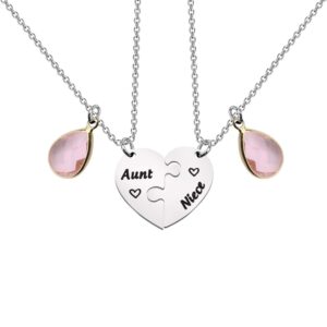 UJIMS Aunt and Niece Heart Matching Necklace Set Auntie Niece Jewelry for Her Niece Birthday Gift Aunt Gift from Niece Nephew (Auntie Niece Necklace)