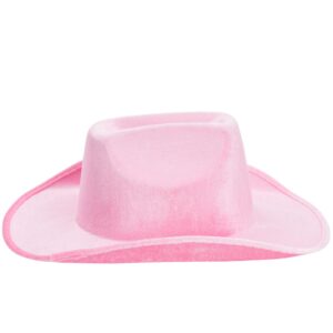 Zodaca 4-Pack Pink Felt Cowboy Hats - Bulk Pack of Cowboy Hats for Women, Girls, Men, Birthday, Party, Bachelorette (Adult Size)