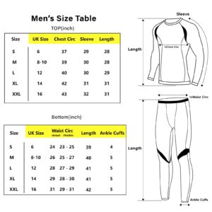 Men's Thermal Top and Bottom Set Underwear Long Johns Base Layer with Soft Fleece Lined… Black