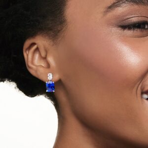 Ross-Simons 8.50 ct. t.w. Simulated Sapphire and 1.10 ct. t.w. CZ Drop Earrings in Sterling Silver