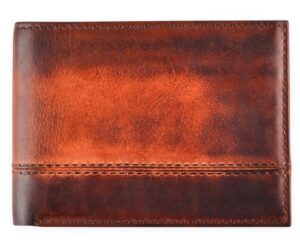 bull guard cognac brown leather wallet for men | rfid blocking bifold with removable id credit card holder