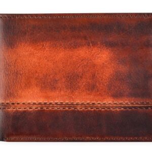 BULL GUARD Cognac Brown Leather Wallet for Men | RFID Blocking Bifold with Removable ID Credit Card Holder