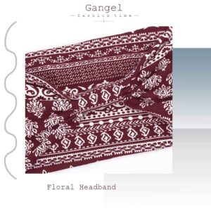 Gangel Boho Wide Headbands Floral Printed Hairbands Elastic Stretch Twisted Head Wrap Knotted Hair Scarfs Vintage Hair Accessories for Women and Girls(Pack of 3) (B)