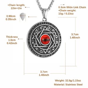 HZMAN Red Eyes Talisman Seal Solomon Six-pointed Star 12 Constellation Pendant Stainless Steel Necklaces