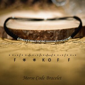 Shonyin Fuck Off Morse Code Bracelets friendship Matching Adjustable Bracelet Set Dainty Funny Galentines Day Jewelry White Elephant Gifts for Men Women Best Friendship 2 Pcs