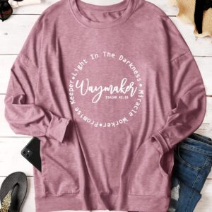 FEMLE Christian Waymaker Sweatshirt Light in Darkess Long Sleeve Crewneck Miracle Worker Tops for Women