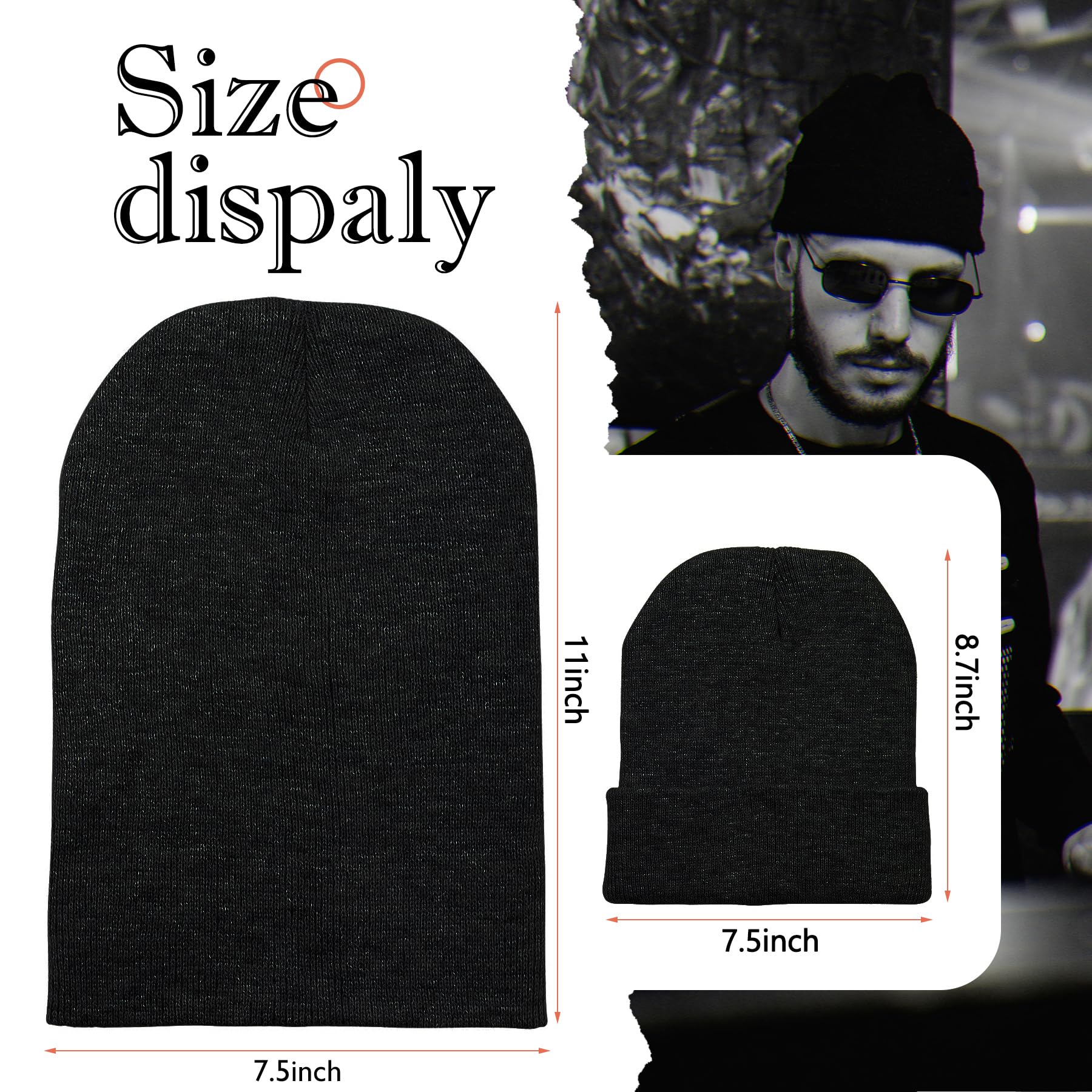 Zando Beanie for Men Women Cuffed Cap Soft Slouchy Beanie Winter Knit Hats Fisherman Beanie Skull Cap Unisex Daliy Beanie Cancer Headwear Black One Size