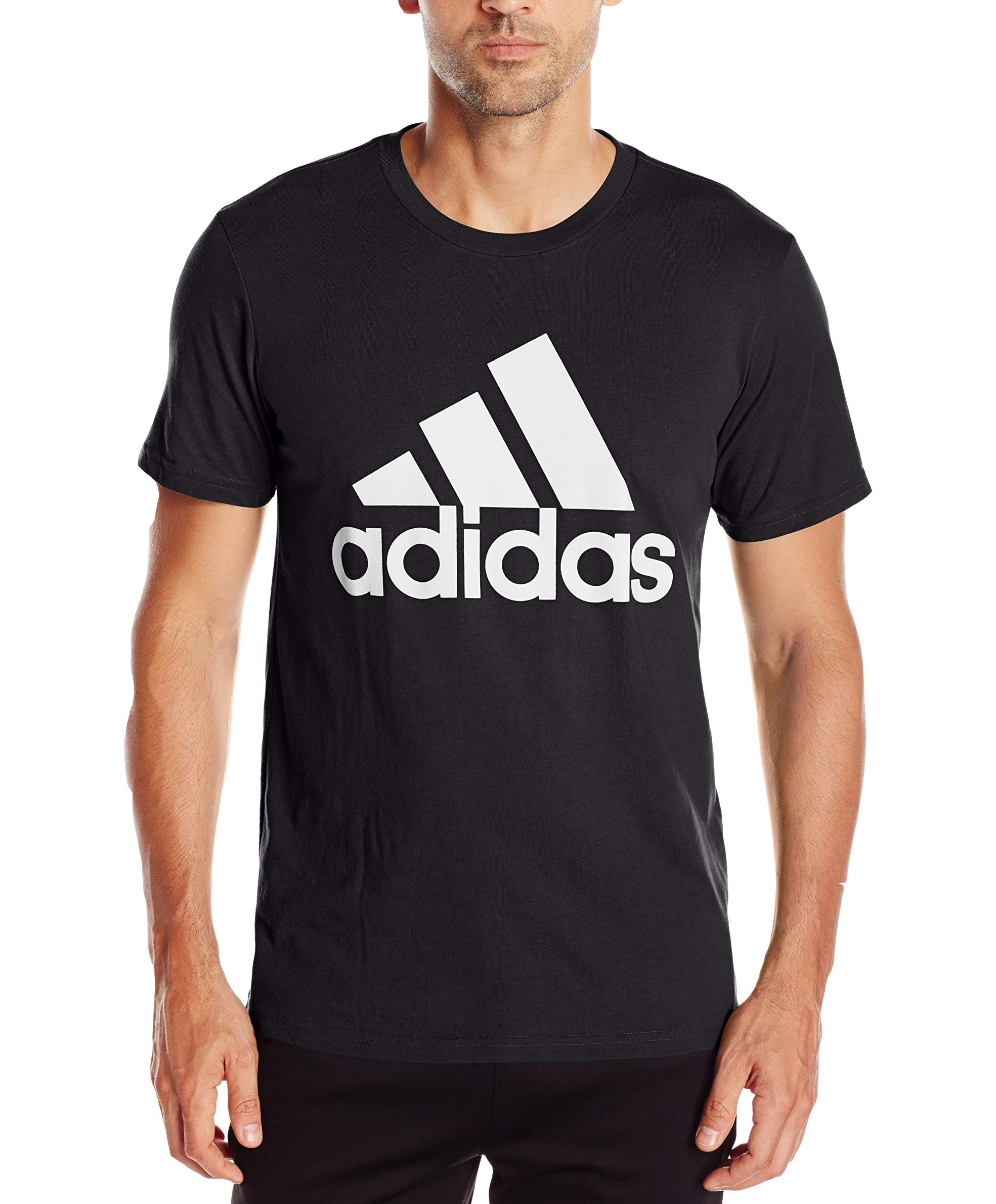 adidas mens Go-To-Performance Short Sleeve Tee Black/White Medium