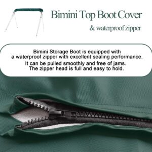 Bimini Top Boot Cover, Suitable for 3-4 Bow Bimini Tops, Storage Boat Replacement Cover Waterproof, （Dark Green L:68-88IN）