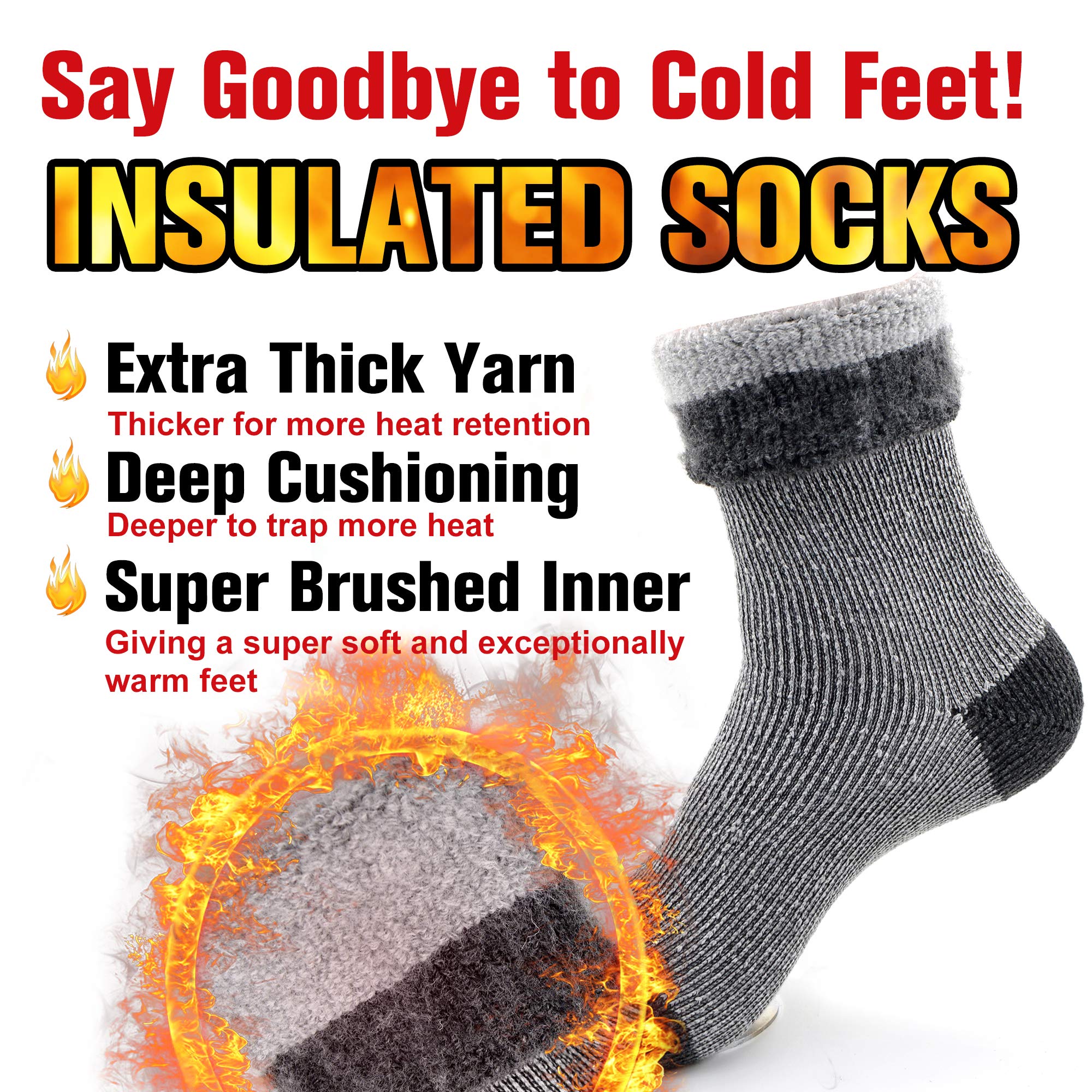 Busy Socks Winter Warm Thermal Socks for Men Women Extra Thick Insulated Heated Crew Boot Socks for Extreme Cold Weather, Medium, 1 Pair Dark Grey