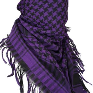 Houndstooth Keffiyeh Shemagh Military Scarf Bandana Head Wrap Tactical Gear for Men and Women Neck Gaiter (Purple)