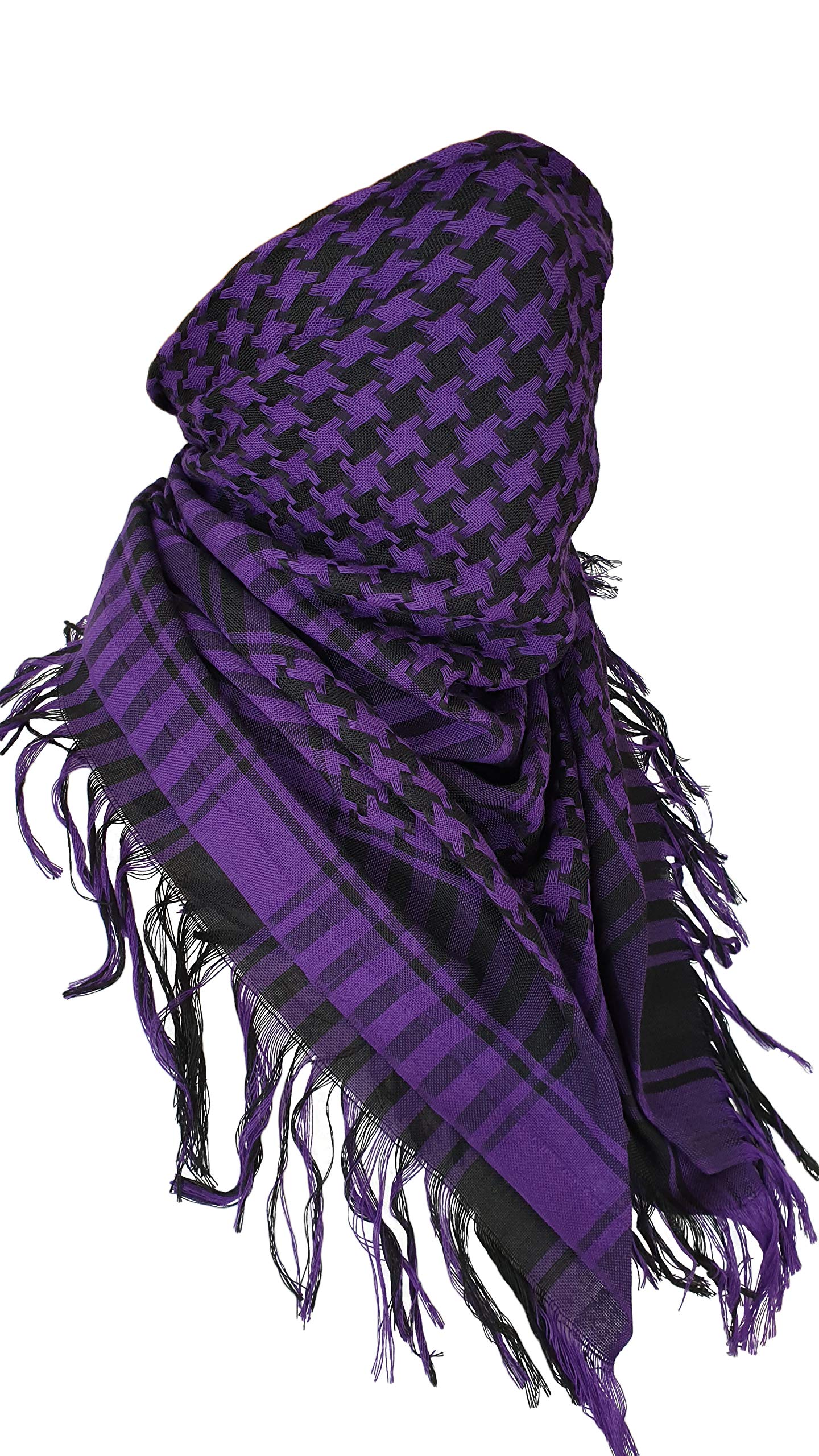 Houndstooth Keffiyeh Shemagh Military Scarf Bandana Head Wrap Tactical Gear for Men and Women Neck Gaiter (Purple)